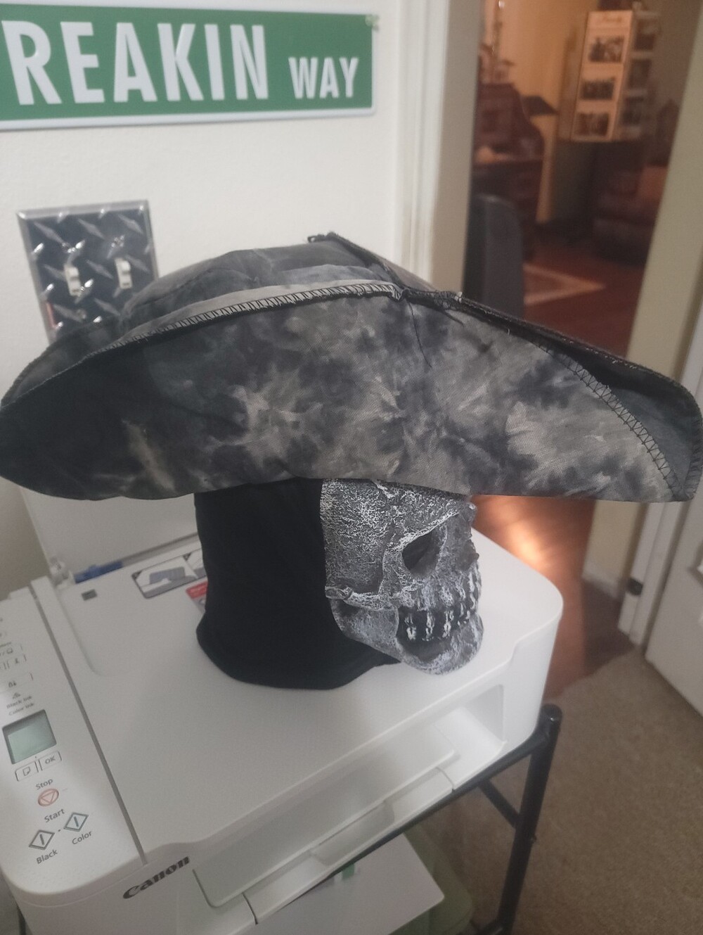 2015 Adult Skeleton Pirate Costume 5 Pc Full Head Skull Mask Hat Sword NWOT - Picture 6 of 8